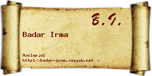 Badar Irma névjegykártya